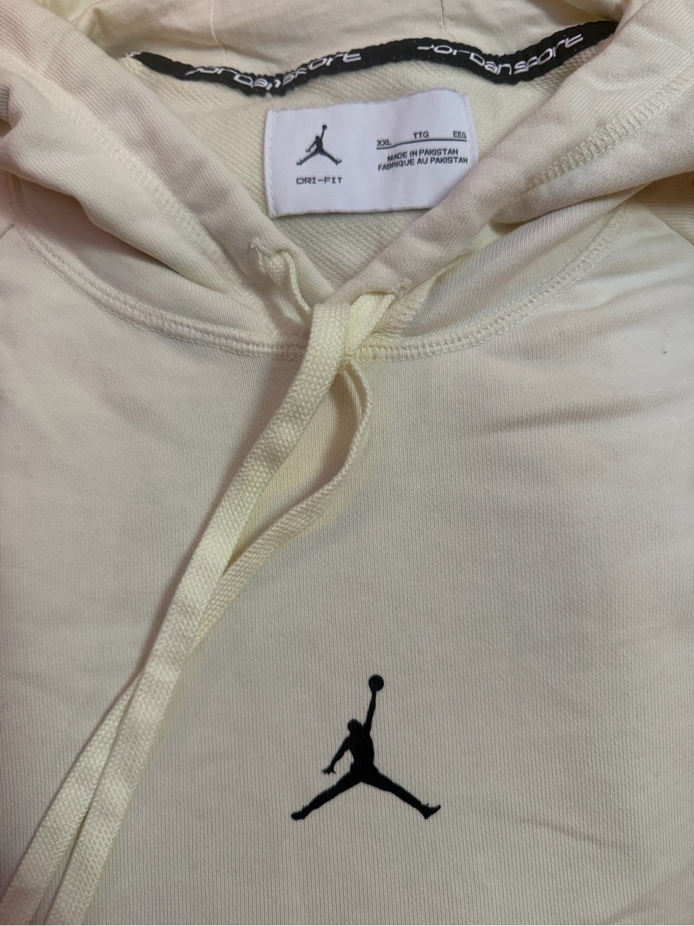 Jordan Cream Hoodie with Black Jumpman Trim